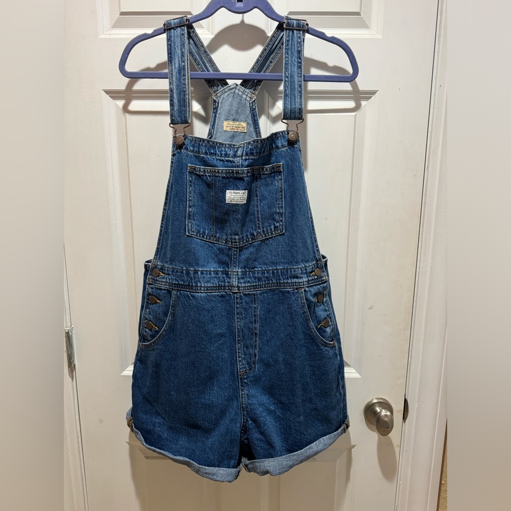 Levi’s Women Premium Vintage Shortall Overalls - Size Medium- Dark Wash
